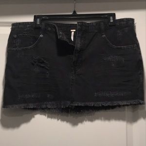Free People Black Jean Skirt